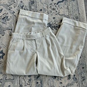 Cream Hollister Low-Rise Livvy Wide Leg Trouser Pants